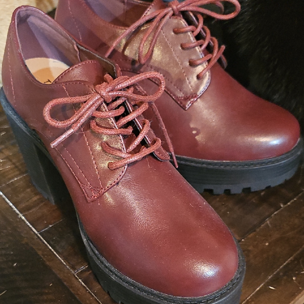 Torrid Burgundy Lace-Up Platform Boots